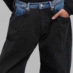 The Frankie Shop Black and Blue Relaxed Jeans with Two-Tone Design